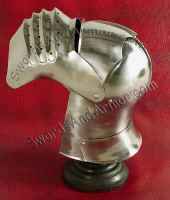 Milanese medieval helmet with visor up